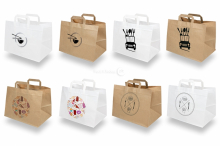 Papieren take away tassen - wit + bruin | PIT Packaging.nl | Enveloppenland