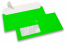 Neon enveloppen - groen, met venster 45 x 90 mm, 20 mm van links, 15 mm van onder | PIT Packaging.nl | Enveloppenland