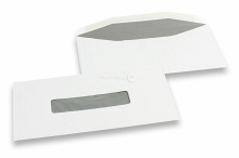 Vensterenveloppen, wit, 109 x 224 mm (giro), venster 25 x 110 mm, 53 mm van links en 40 mm van onder, gegomd, 80 grams, gewicht per stuk ca. 3 gr. | PIT Packaging.nl | Enveloppenland