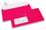 Neon enveloppen - roze, met venster 45 x 90 mm, 20 mm van links, 15 mm van onder | PIT Packaging.nl | Enveloppenland