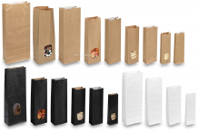 Blokbodemzakjes papier - bruin, zwart en wit, met en zonder venster | PIT Packaging.nl | Enveloppenland