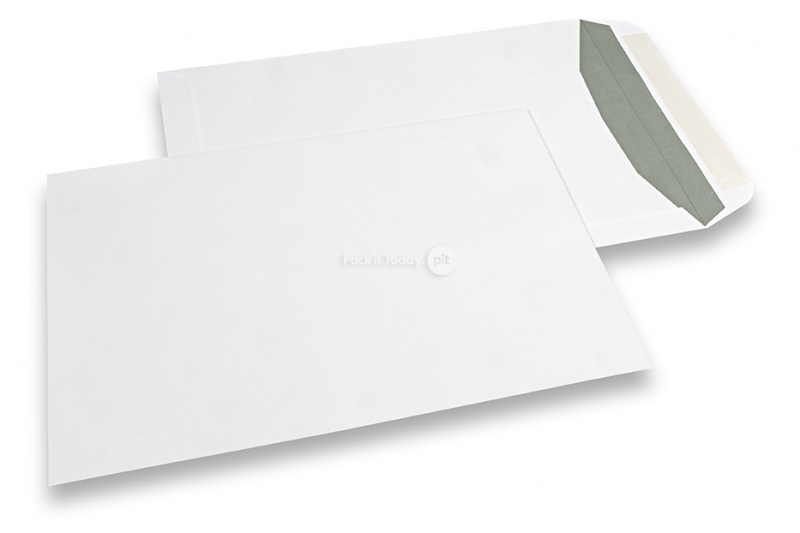 Witte papieren enveloppen, 229 x 324 mm (C4), 120 grams, gegomde sluiting, gewicht per stuk ca. 16 gr.