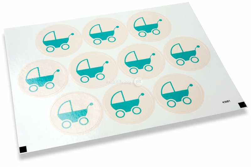 Sluitzegels geboorte - kinderwagen blauw