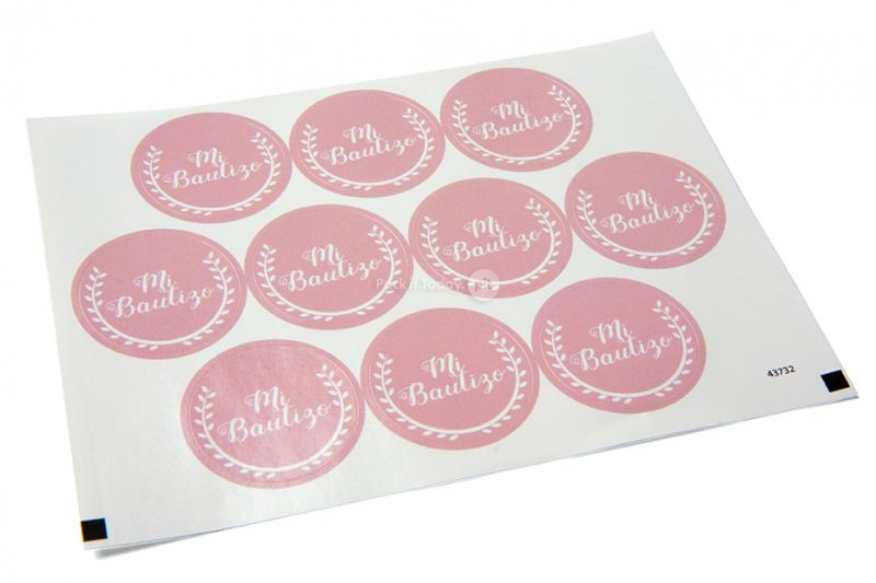 Sluitzegels doop - mi bautizo roze met witte krans