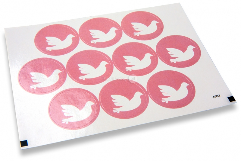 Sluitzegels doop - roze met witte duif