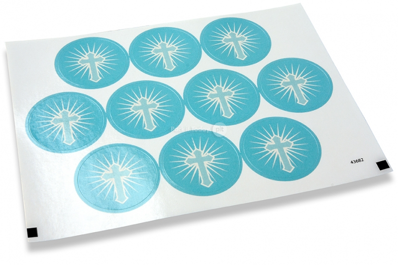 Sluitzegels communie - kruis blauw