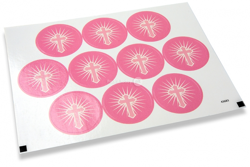 Sluitzegels communie - kruis roze