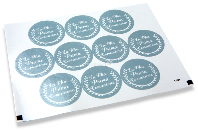 Sluitzegels communie - la mia prima comunione blauw met witte krans