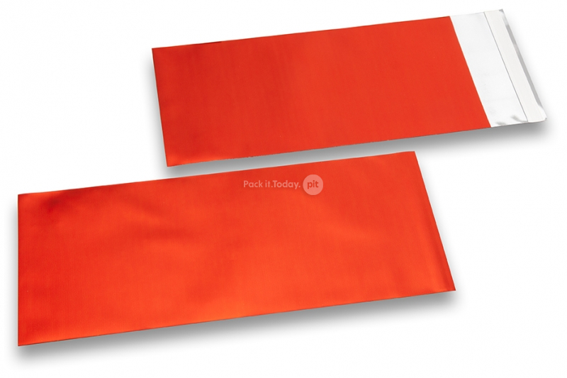 Rode gekleurde mat metallic folie enveloppen - 110 x 220 mm