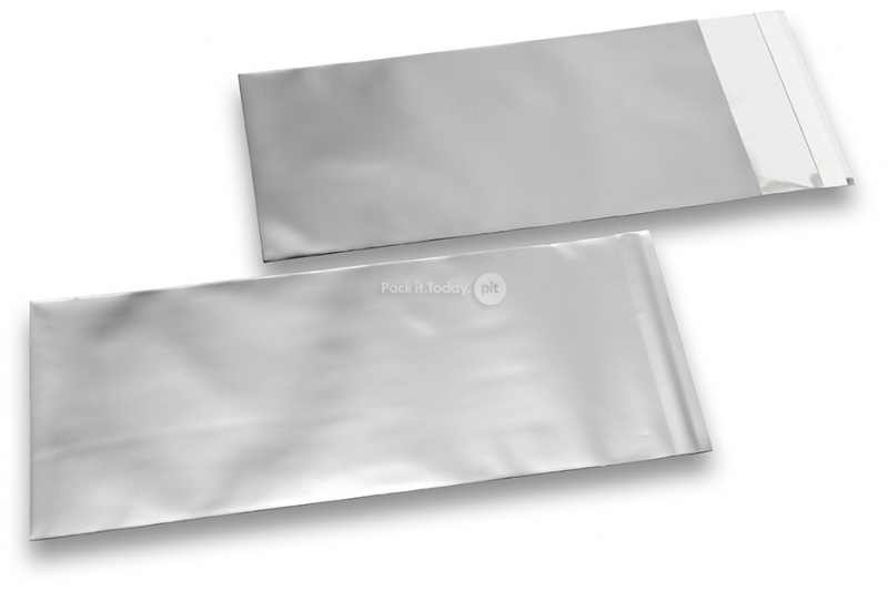 Zilver gekleurde mat metallic folie enveloppen - 110 x 220 mm