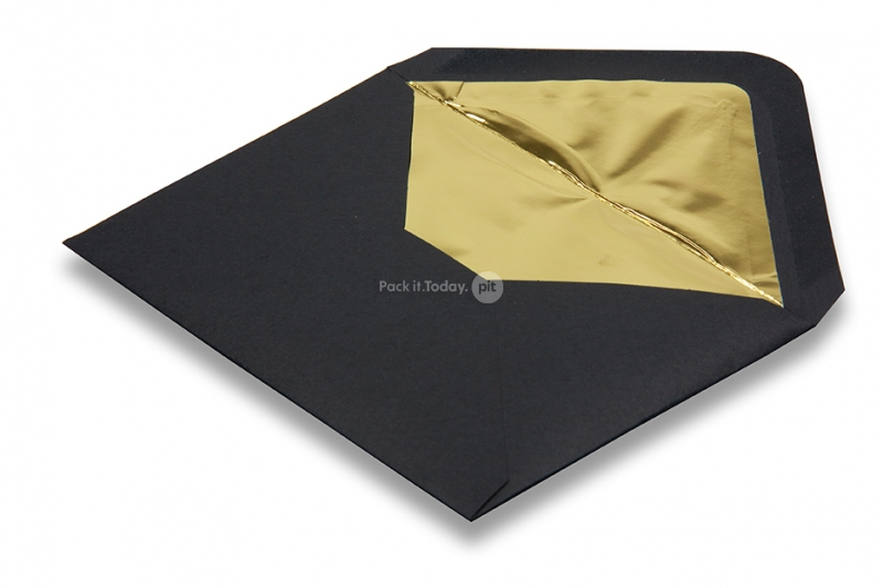 Gevoerde enveloppen zwart - goud gevoerd