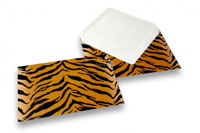 Dierenprint enveloppen - zwart/geel, tijgerprint