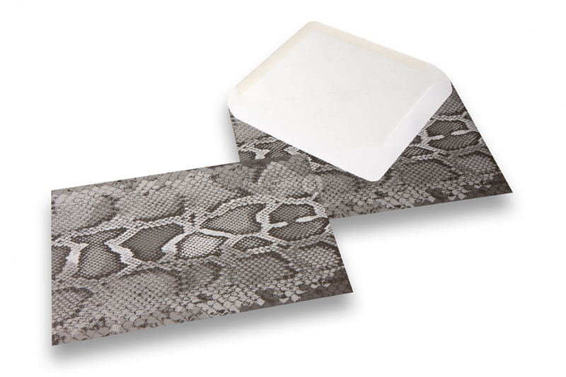 Dierenprint enveloppen - zwart, slangenprint