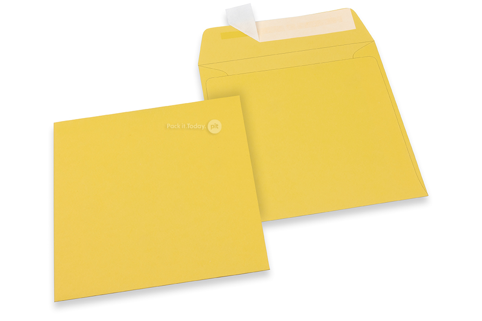 160 x 160 mm -  Boterbloem geel gekleurde papieren enveloppen