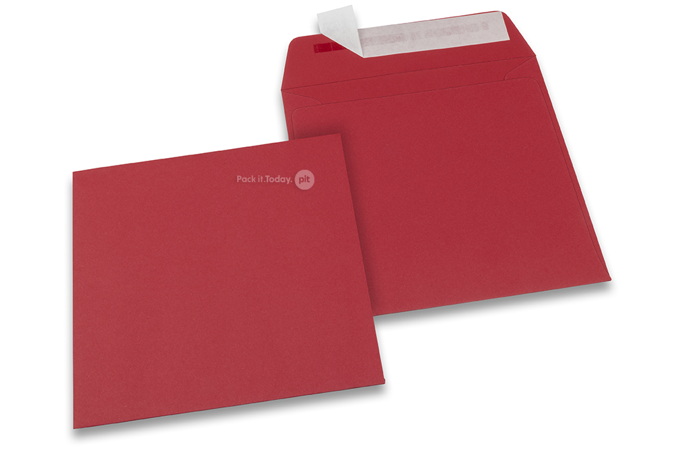 160 x 160 mm -  Donkerrood gekleurde papieren enveloppen