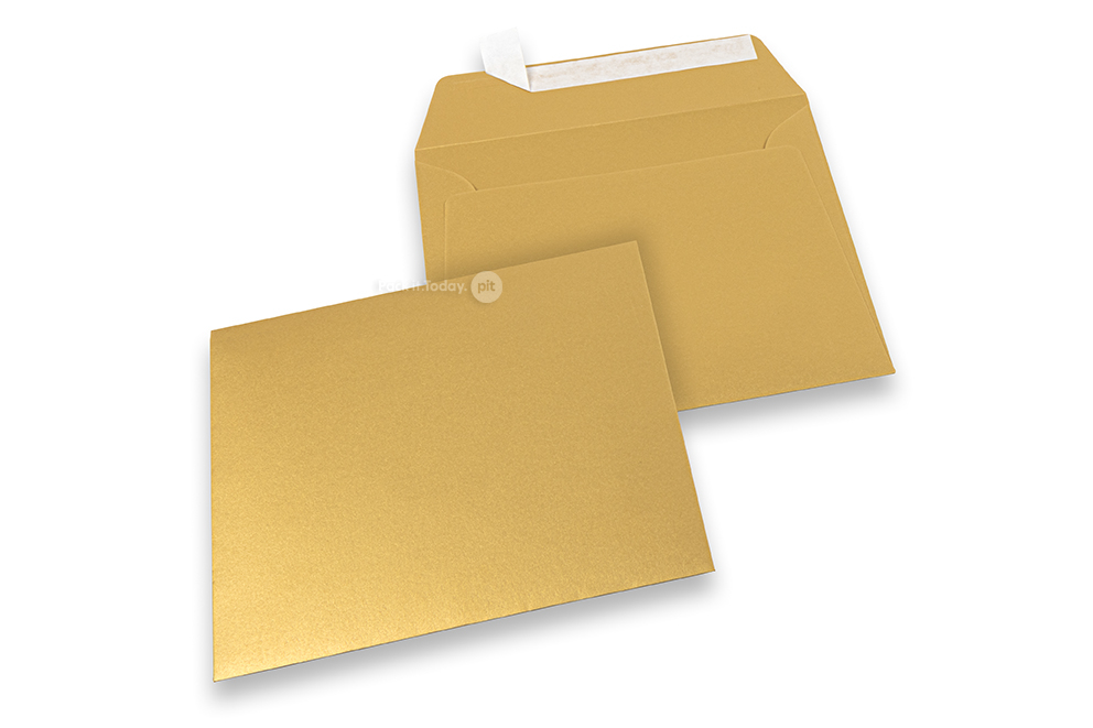 160 x 160 mm -  Goud metallic gekleurde papieren enveloppen