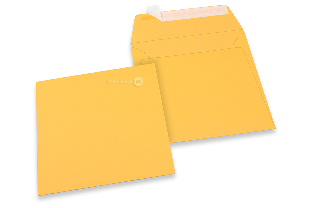 160 x 160 mm -  Goudgeel gekleurde papieren enveloppen