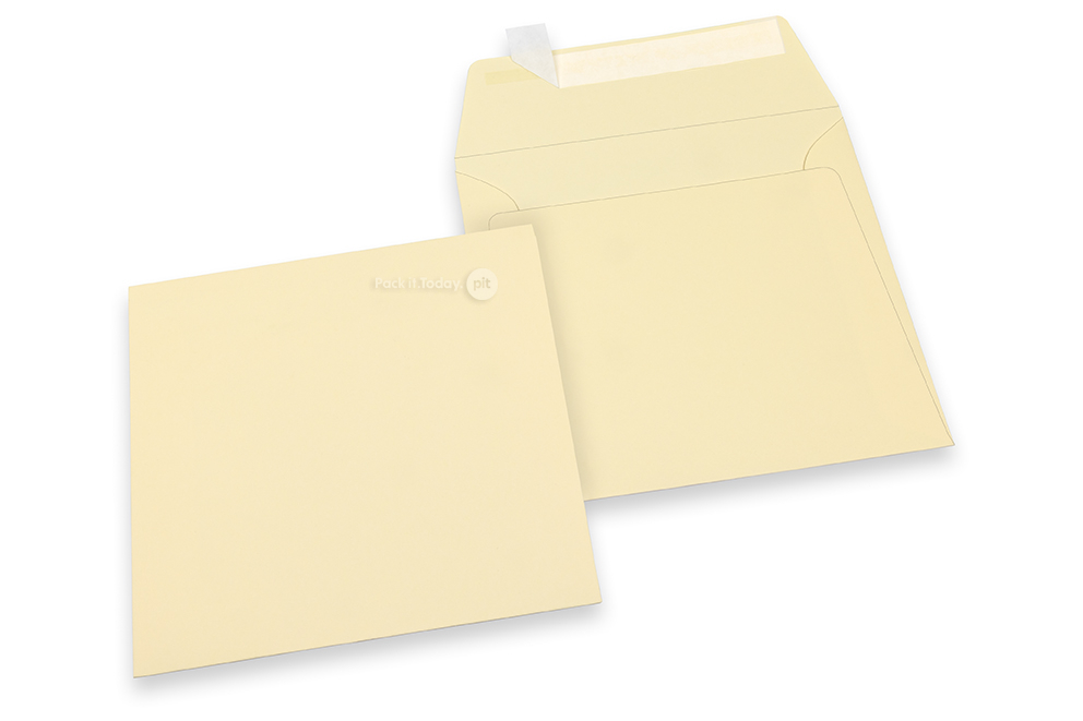 160 x 160 mm -  Ivoorwit gekleurde papieren enveloppen
