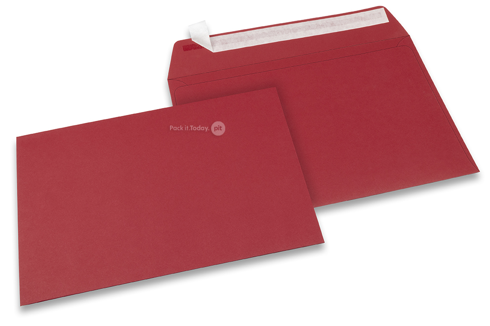 162 x 229 mm - Donkerrood gekleurde papieren enveloppen 