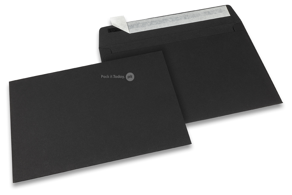 162 x 229 mm - Zwart gekleurde papieren enveloppen 