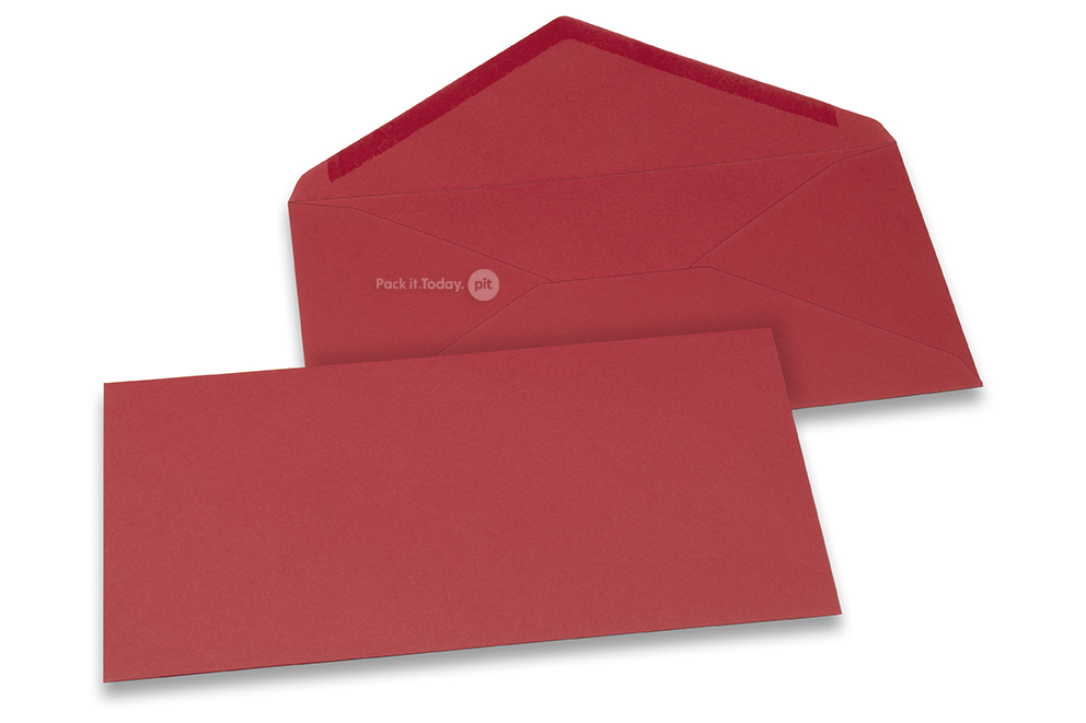 Wenskaart enveloppen gekleurd - donkerrood, 110 x 220 mm