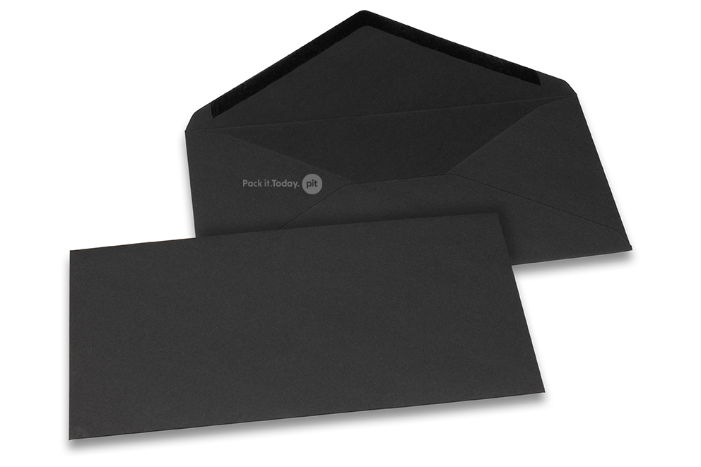 Wenskaart enveloppen gekleurd - zwart, 110 x 220 mm