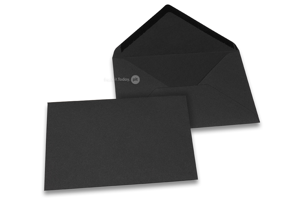 Wenskaart enveloppen gekleurd - zwart, 114 x 162 mm