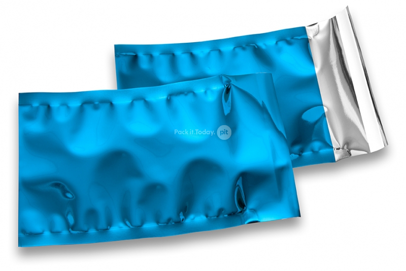 Blauw gekleurde metallic folie enveloppen - 114 x 162 mm