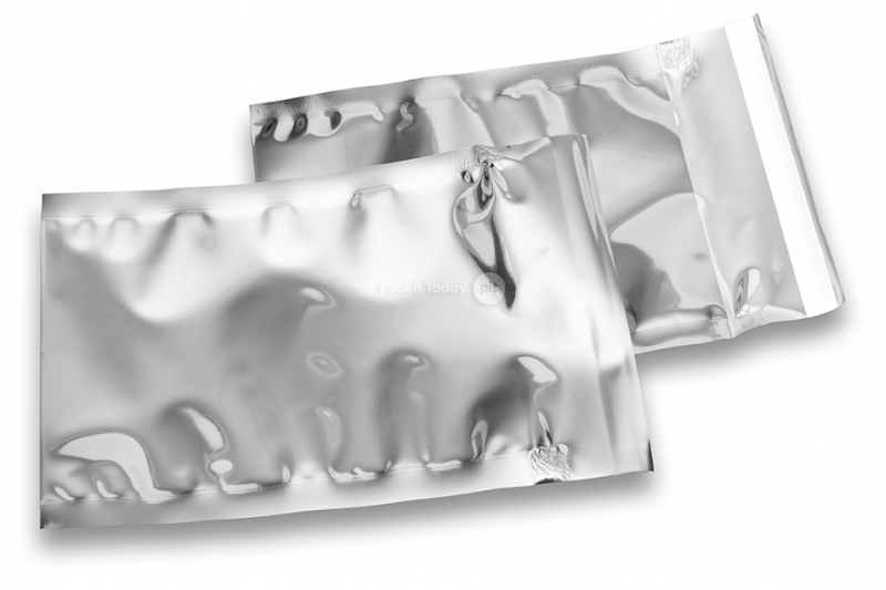 Zilver gekleurde metallic folie enveloppen - 114 x 162 mm