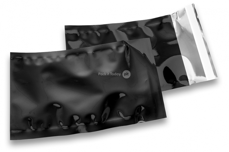 Zwart gekleurde metallic folie enveloppen - 114 x 162 mm