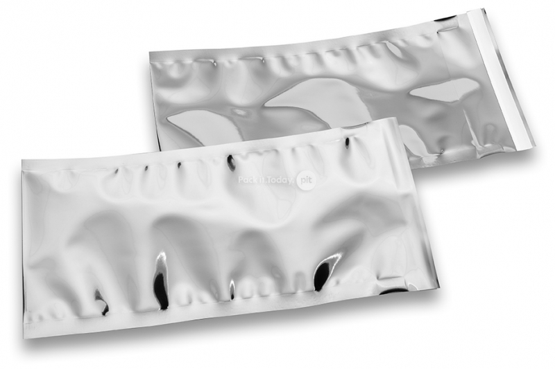 Zilver gekleurde metallic folie enveloppen - 114 x 229 mm