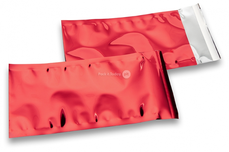 Rood gekleurde metallic folie enveloppen - 114 x 229 mm
