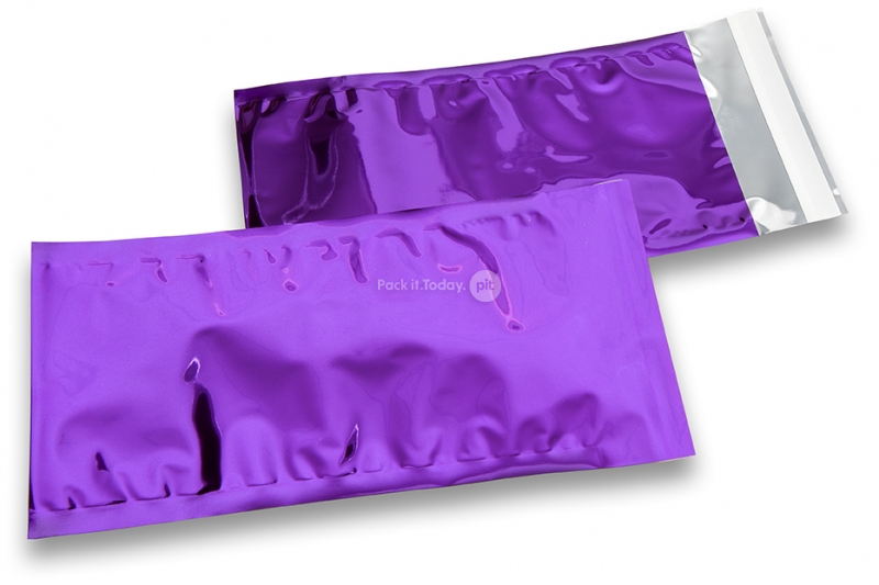 Paars gekleurde metallic folie enveloppen - 114 x 229 mm