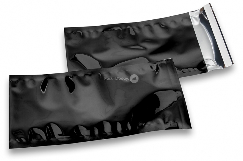 Zwart gekleurde metallic folie enveloppen - 114 x 229 mm