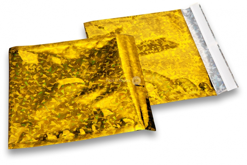 Goud holografisch folie enveloppen gekleurd metallic - 165 x 165 mm
