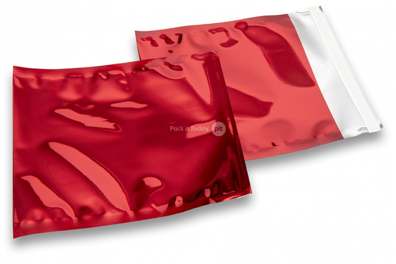 Rood gekleurde metallic folie enveloppen - 165 x 165 mm