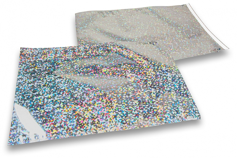 Zilver holografisch folie enveloppen gekleurd metallic - 229 x 324 mm