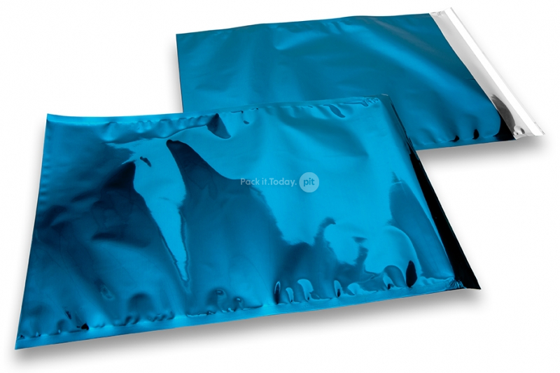 Blauw gekleurde metallic folie enveloppen - 320 x 430 mm