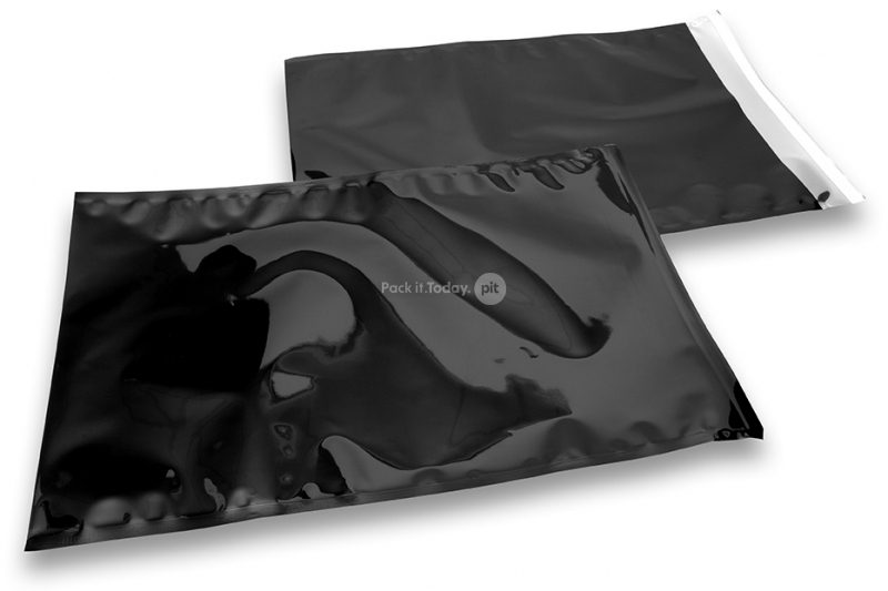 Zwart gekleurde metallic folie enveloppen - 320 x 430 mm
