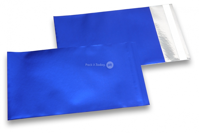 Donkerblauw gekleurde mat metallic folie enveloppen - 114 x 162 mm