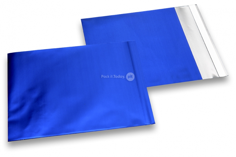 Donkerblauw gekleurde mat metallic folie enveloppen - 165 x 165 mm