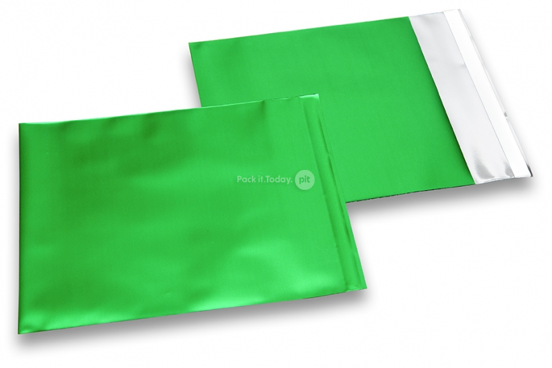 Groen gekleurde mat metallic folie enveloppen - 165 x 165 mm