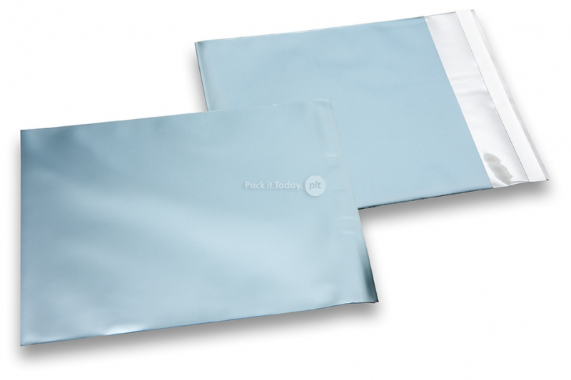 IJsblauw gekleurde mat metallic folie enveloppen - 165 x 165 mm