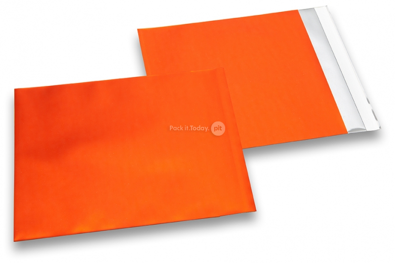Oranje gekleurde mat metallic folie enveloppen - 165 x 165 mm