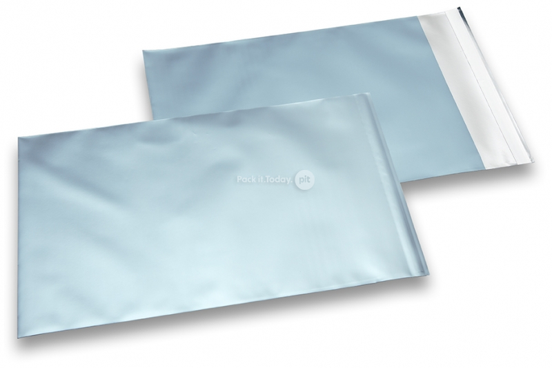 IJsblauw gekleurde mat metallic folie enveloppen - 180 x 250 mm