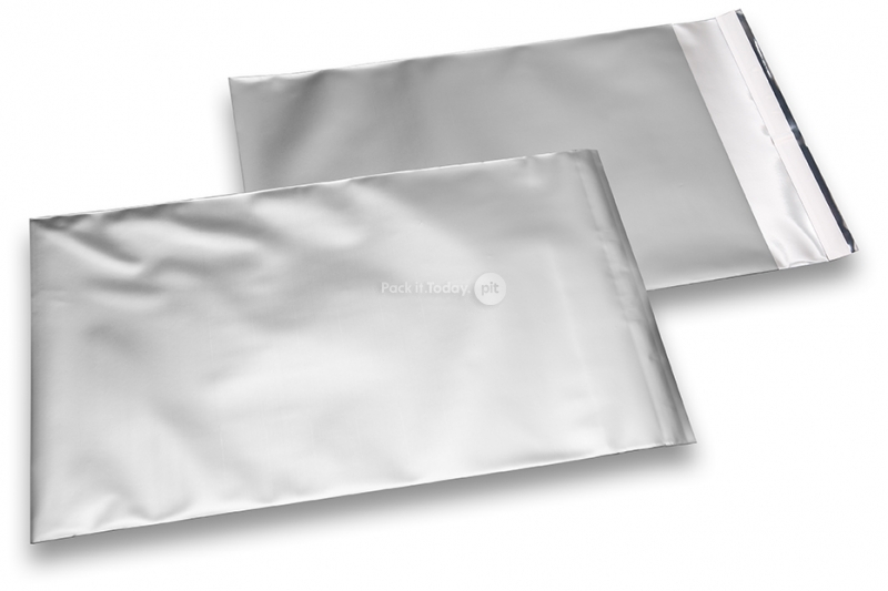 Zilver gekleurde mat metallic folie enveloppen - 180 x 250 mm