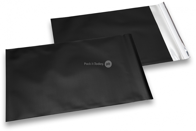 Zwart gekleurde mat metallic folie enveloppen - 180 x 250 mm