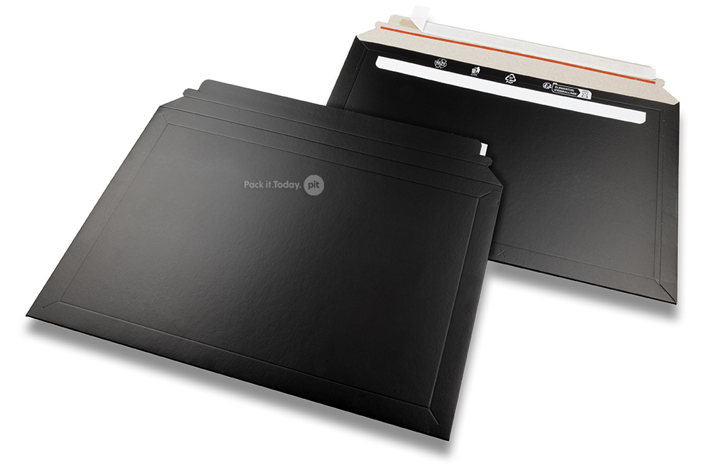 Zwarte kartonnen enveloppen - 250 x 353 mm