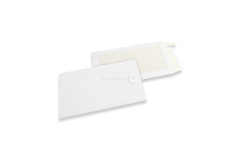 Bordrug enveloppen - 185 x 280 mm, 120 gr wit kraft voorzijde, 450 gr wit duplex achterzijde, stripsluiting