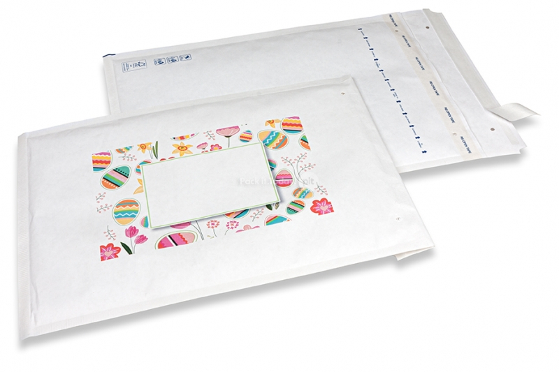 Witte luchtkussen enveloppen Pasen - felle kleuren
